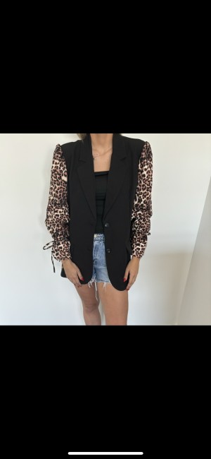 panter print blouse blazer 